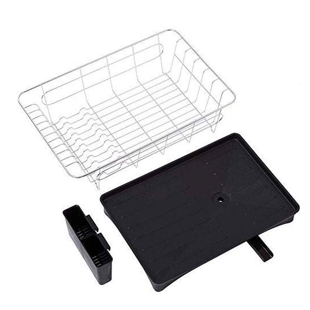 Égouttoir à Vaisselle en Acier Inoxydable avec bac de vidange Porte-Couverts de Cuisine Filtre Baguettes Support de Rangement