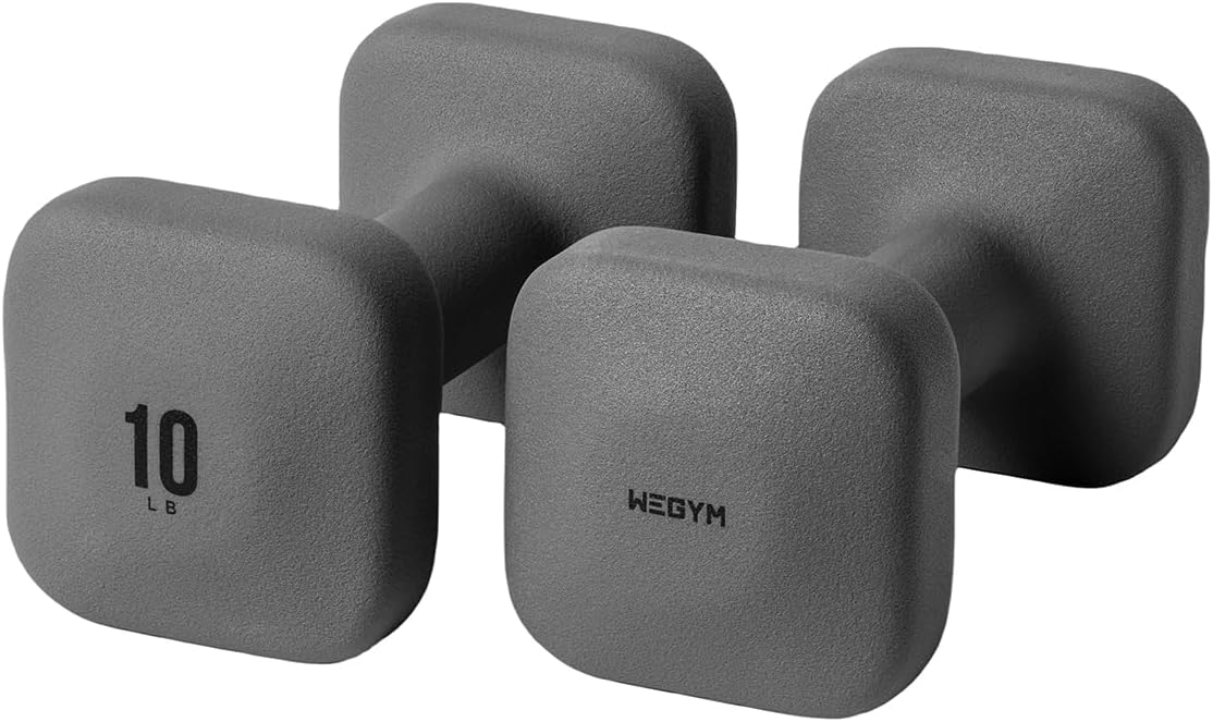 WeGym SafeGrip Square Dumbbells with Anti Slip Handles, Aesthetic Free Weights for Home Workouts, Stable Design Prevents Rolling during Floor Exercises