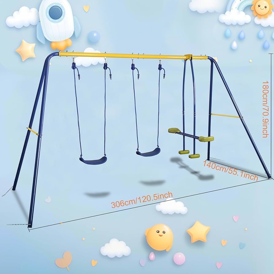 HLC Outdoor Indoor Folding Swing Toddler Swing With Safety Baby Seat And Carry Case