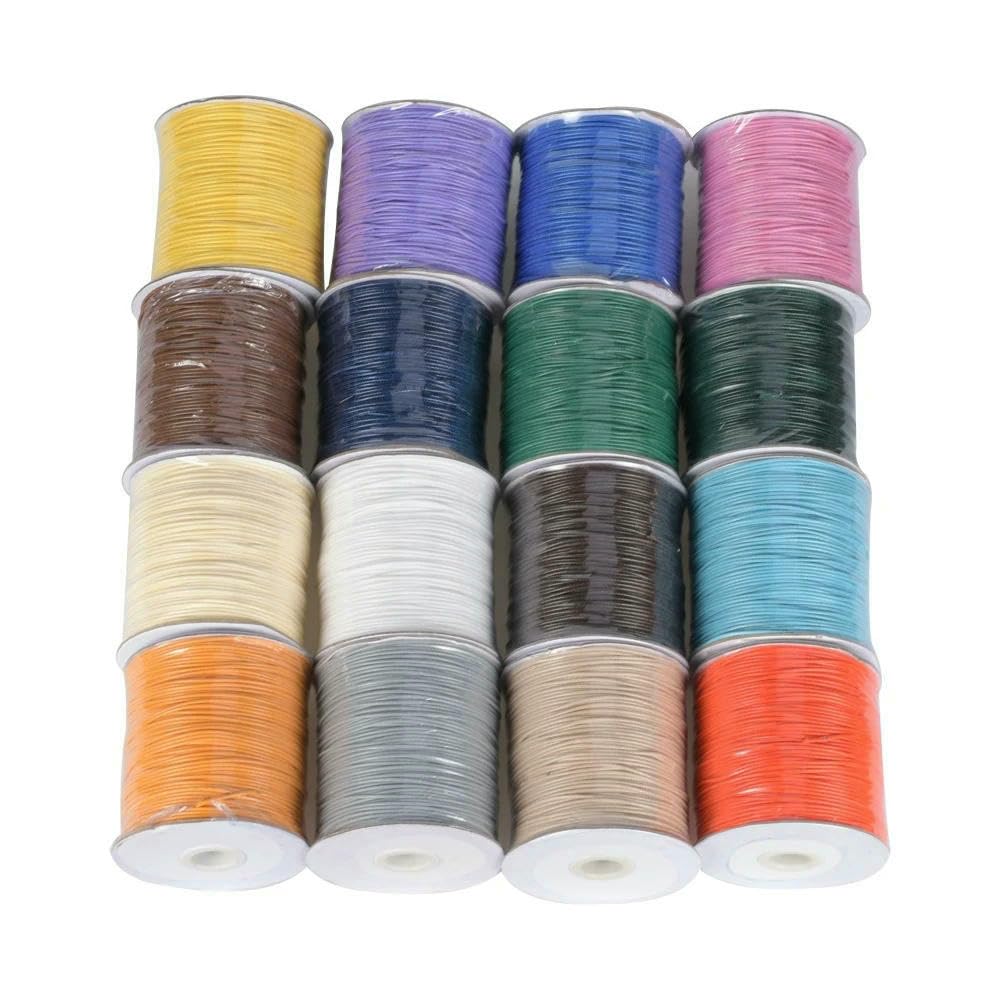 Rollo de cordón de algodón Encerado de 0,5 mm, 0,8 mm, 1 mm, 1,5 mm y 2 mm, Ideal para Hacer Joyas, Pulseras y Collares (Color melocotón, 2,0 mm, 80 Metros)