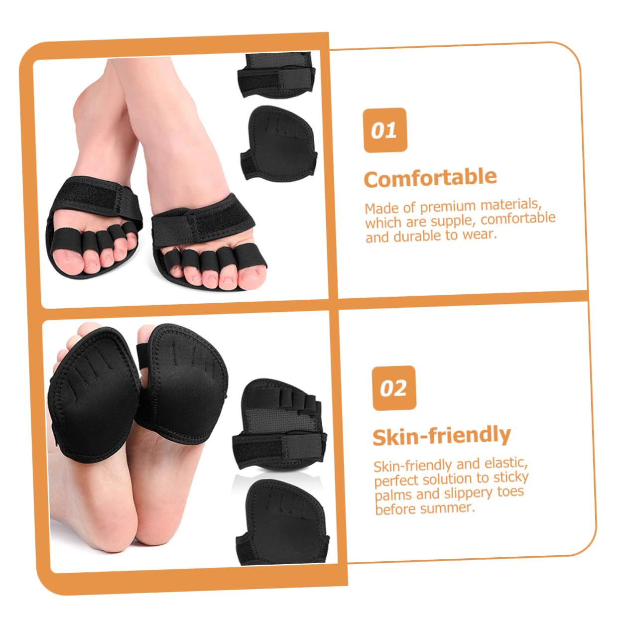 GLEAVI 5 Paare Yogamatte tanzen fitness-zubehã¶r fitness zubehör rutschhemmer toe pads elastikband Socken Vorfußpolster für Damen vordere Fußpolster rutschfest Bodenmatte Frontpolster sbr