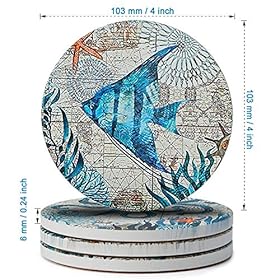8 Pieces Stone Coasters with Holder for Drinks, Cork Base Ocean Beach Theme Tropical, for Housewarming, Apartment… 61wP5hC0YJL. SS280