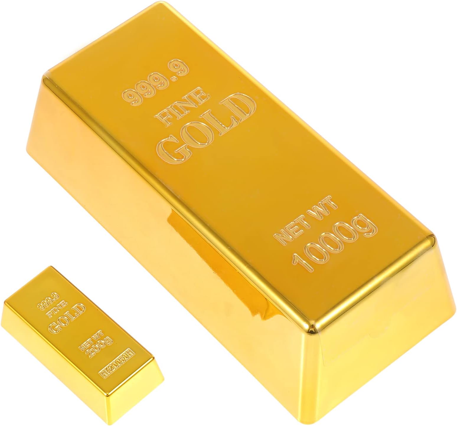 Kisangel 2pcs Gold Bar Fake Golden Brick Bullion Pla- stic Golden Bar Prop Treasure Game Toy Movie Pirate Party Novelty Gifts