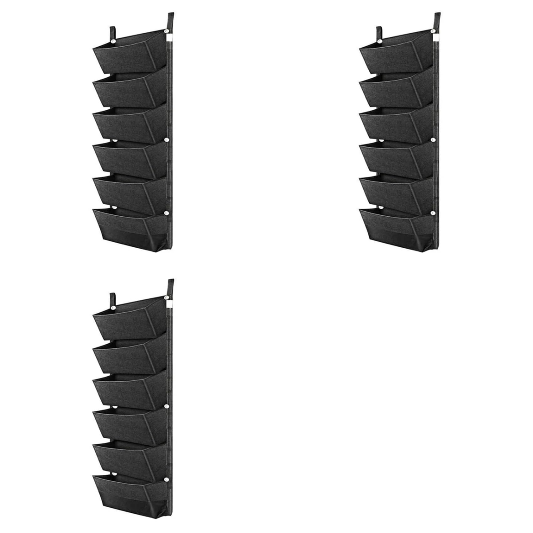 Hndhbfgrt 3X 6 Pockets Garden Wall Hanging Planting Bags Vegetable Green Plant Grow Planter Black