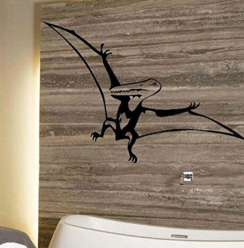 LARGE DINOSAUR DINO PTERODACTYL WALL STICKER NEW ART UK TRANSFER VINYL MATT, 380mm(H) x 550mm(W) Small, Silver, As Pictured