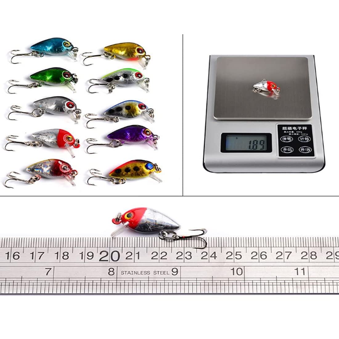 Artificiali da Pesca,Kit di Esche per Pesci,Esche Cucchiaino,Esche Doppio Amo, Trota Persico Luccio Esche di plastica 48 Pezzi