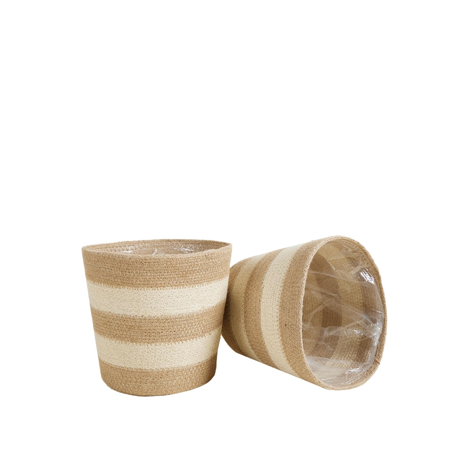 Bloomique Pot à Plantes Tressé Gaby Lot de 2 Beige Jute H22xØ21