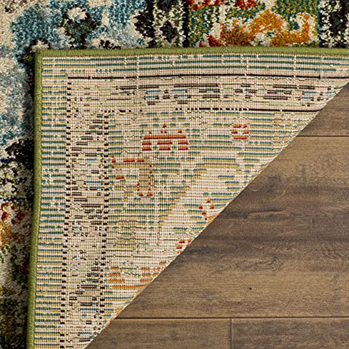 Safavieh Monaco Collection Runner Rug - 2'2" X 6', Forest Green & Light Blue, Medallion Distressed Design, Non-Shedding & Easy Care, Ideal For High Traffic Areas In Living Room, Bedroom (Mnc243F) #TOP3