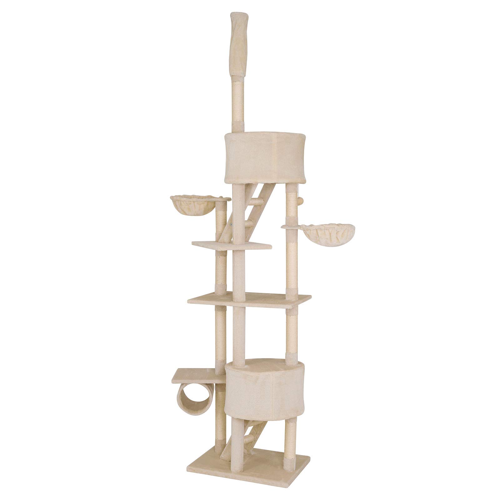 lionto Tiragraffi per Gatto XXL Albero Tiragraffi Gatto Gioco Giocattolo Gatti Altezza Regolabile 230-250 cm, Beige