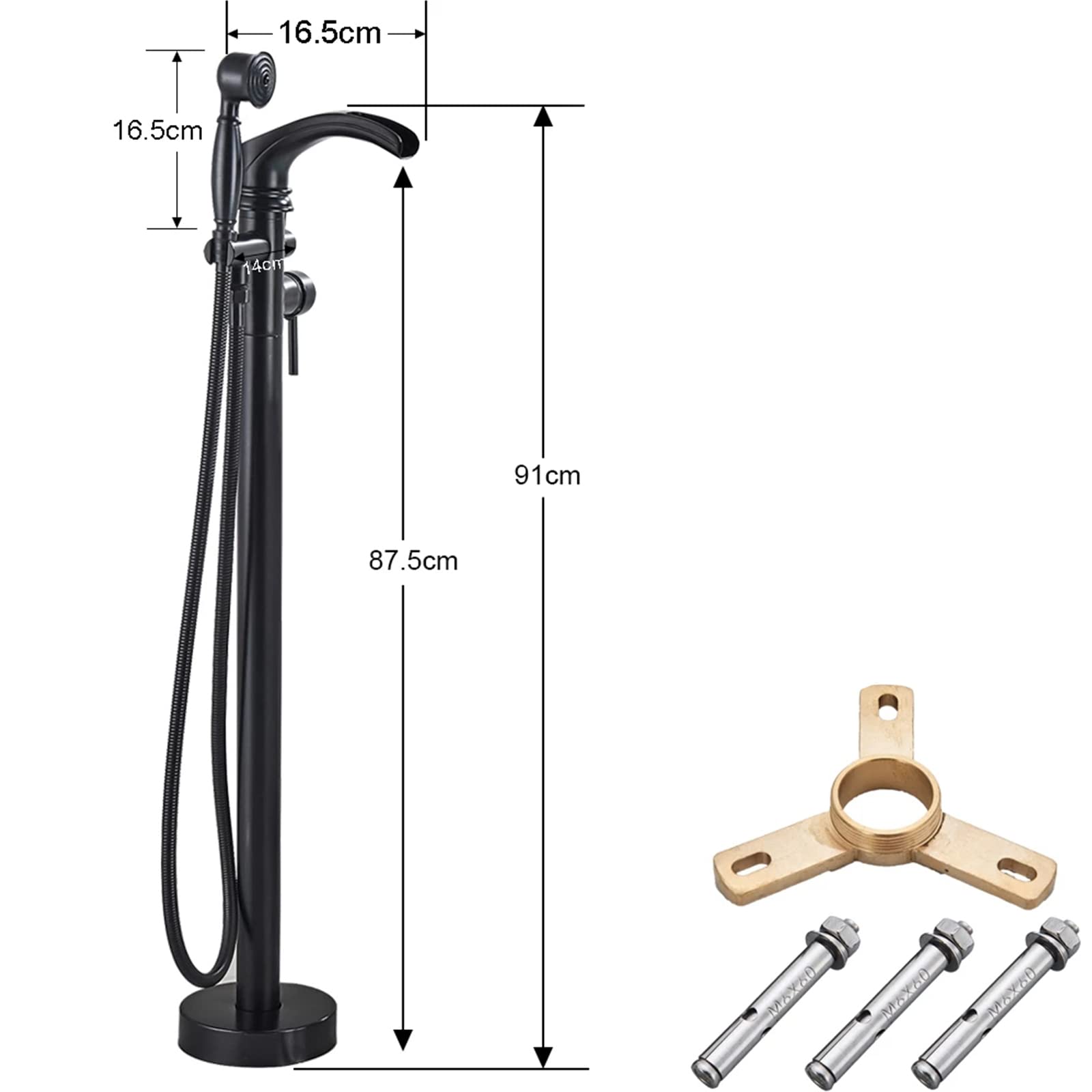 grifo de ducha, Ducha de mano cascada grifo bañera mezclador ducha baño(Chrome)