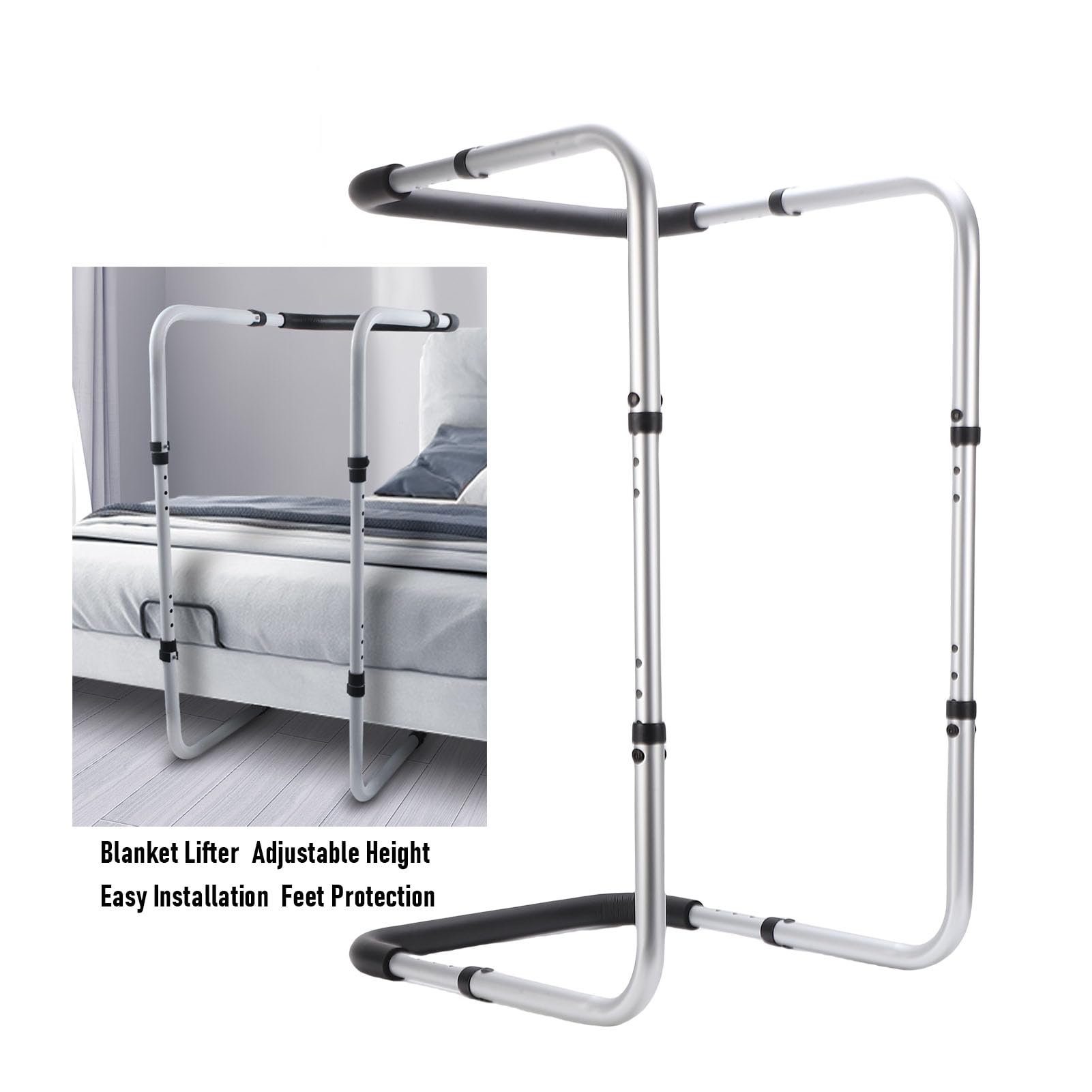Jectse Elevador de Mantas de Acero con Alto Contenido de Carbono, Soporte para Piernas y Tobillos de Altura Ajustable, Elevador de Mantas Portátil para Dormitorio y Sala de Estar