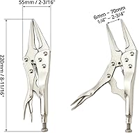 Vista 6 de QWORK Paquete de 2 alicates de bloqueo originales, nariz larga de 9 pulgadas, mandíbula curvada, apertura máxima de 2-3/4 pulgadas