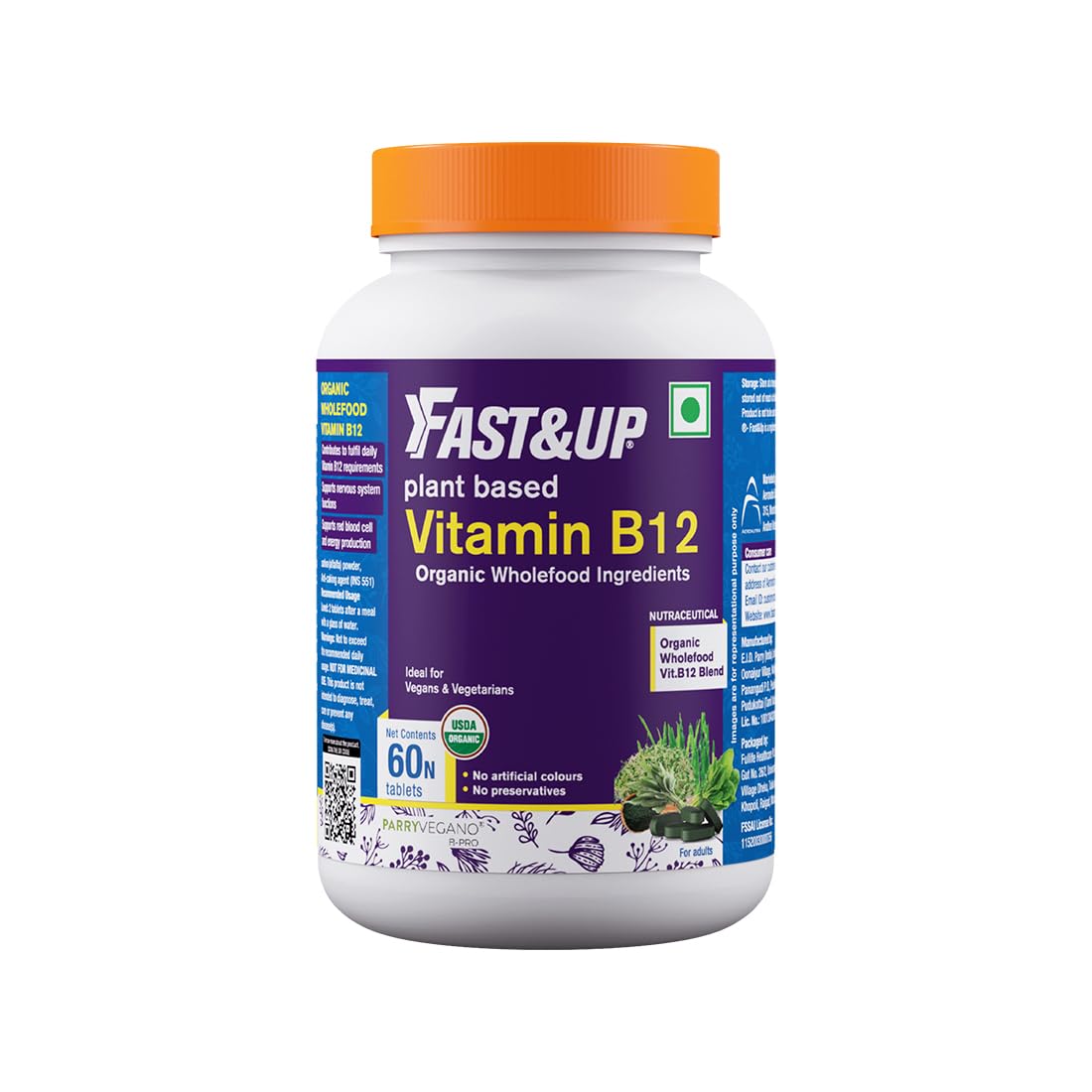 Fast&Up Plant Based B12 (60 Uncoated Tablets)- With Natural Methylcobalamin, USDA Organic Certified, 100% Natural, Preservative Free, Contributes to daily RDA of Vitamin B12 (B09CQ13LD2) Amazon Price History, Amazon Price Tracker