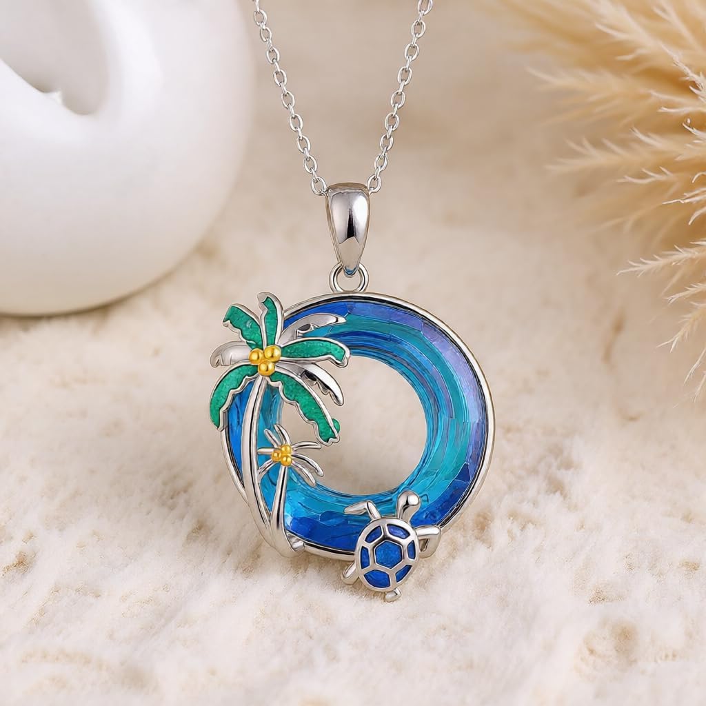SNOWELLE Sea Turtle Necklace 925 Sterling Silver Turtle Crystal Pendant Ocean Animal Jewelry Gifts for Women - Image 5