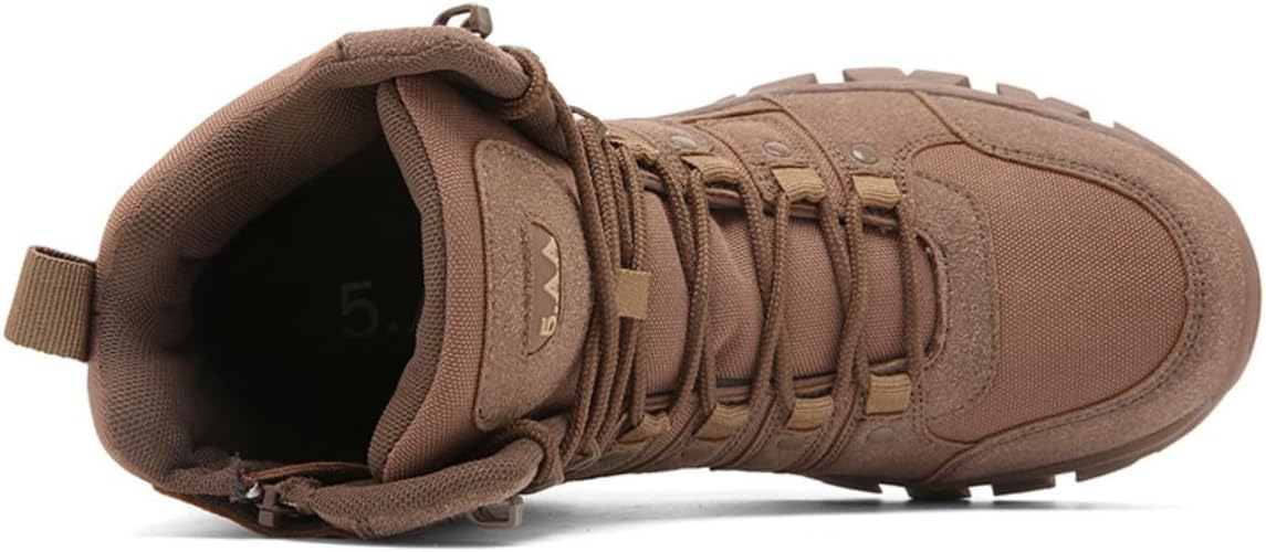 Bitiger Men's Hiking Boots For Trail Running: Military Work Boots for Camping Backpacking - Combat Boots High Tops for Bird Watching Brown