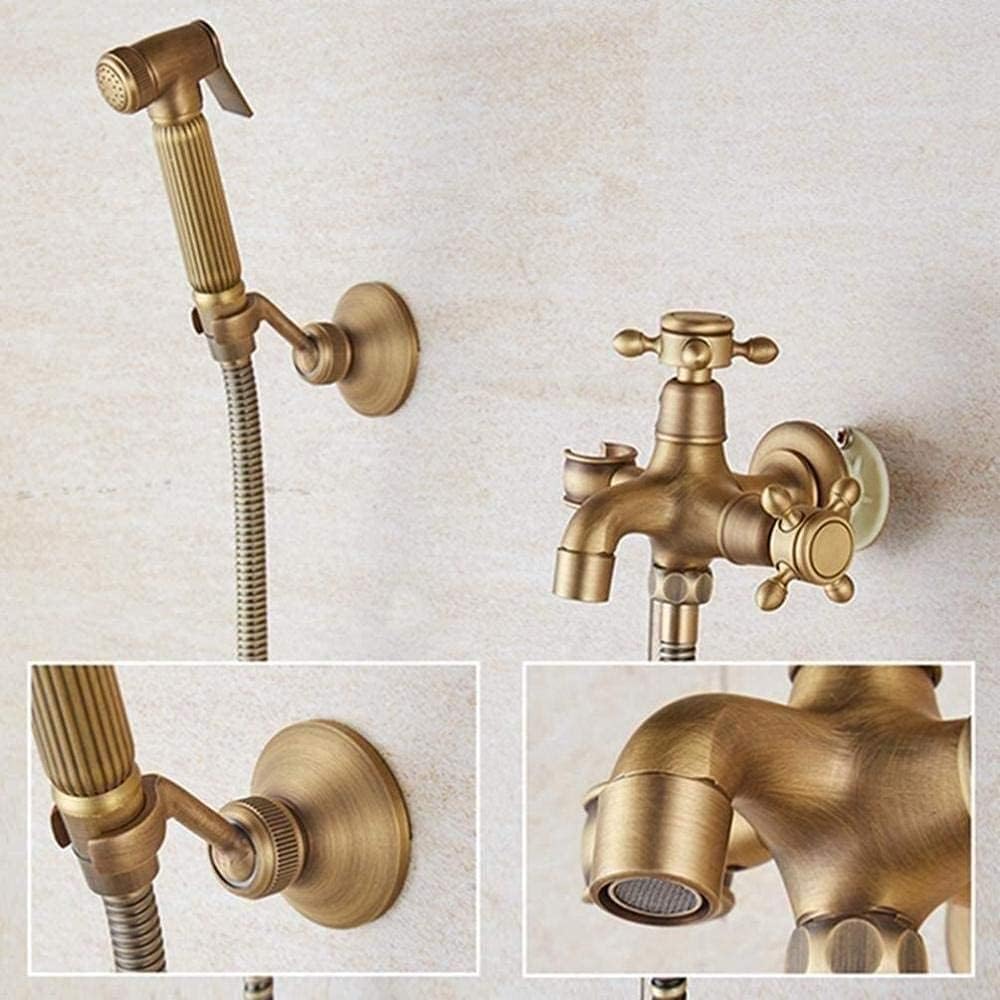 Faucets,with Bracket Brass Shower Faucet Tap 1.5M Hose Antique Bronze Bidet Toilet Seat Sprayer Gun Sanitary Shower Kit Portable Bidet Faucet