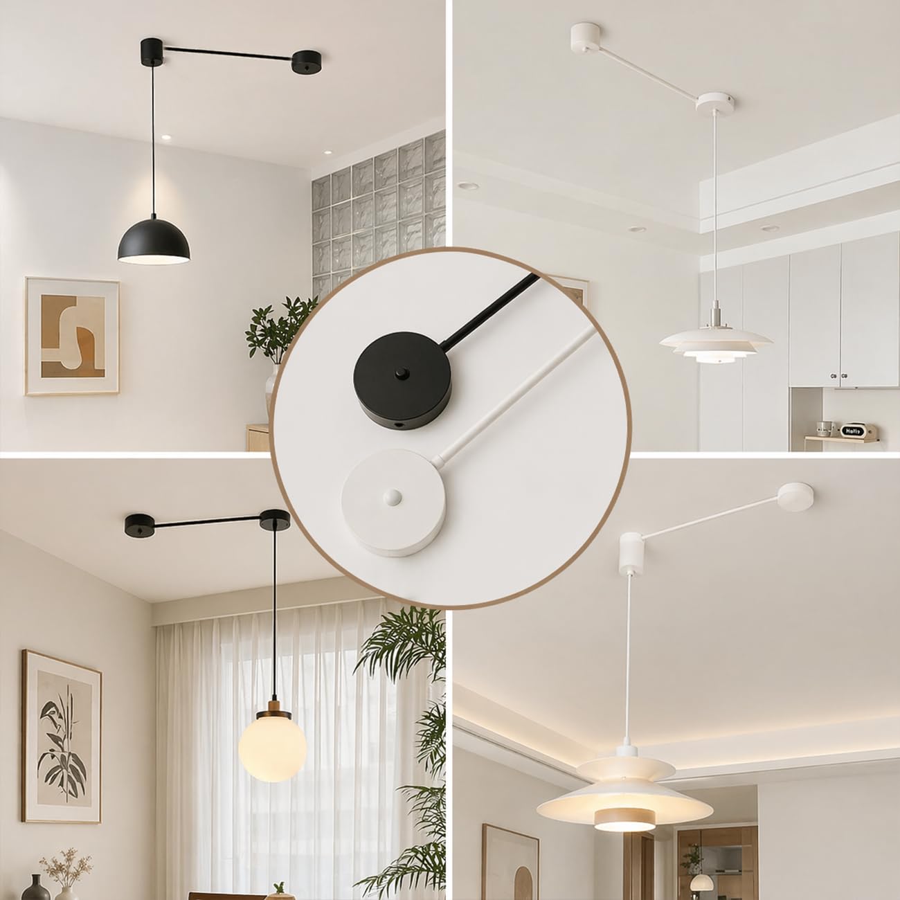 Kabelkanal Extention, Kabelführung aus Stahl,Metall Deckendose kabelabdeckung Decke Lampenabdeckung Deckenanschluss (Schwarz, 100 cm)