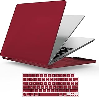 IBENZER Compatible with M2 2023 2022 MacBook Air 13 inch case, Model A2681, Hard Shell Case&Keyboard Cover for New M2 Mac Air 13.6 in with Touch ID, Wine Red, CA-AT13-KK-WR+1