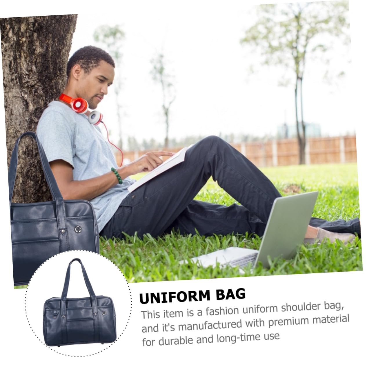 Borsa Tracolla per Laptop e Scuola Borsa Spalla Leggera e Capiente per Ufficio e Studenti Design Blu Scuro