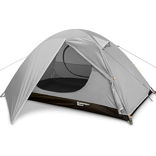 Bessport Camping Tent 1/2 Person Tent Waterproof Two Doors Backpacking Tent Easy Setup Lightweight for Outdoor, Hiking Mountaineering Travel