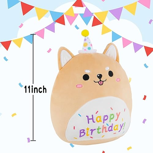 Miniatura 3 de Almohada de felpa de feliz cumpleaños, divertida felpa de 11 pulgadas, decoración de felpa suave y creativa de animales, adecuada como regalo