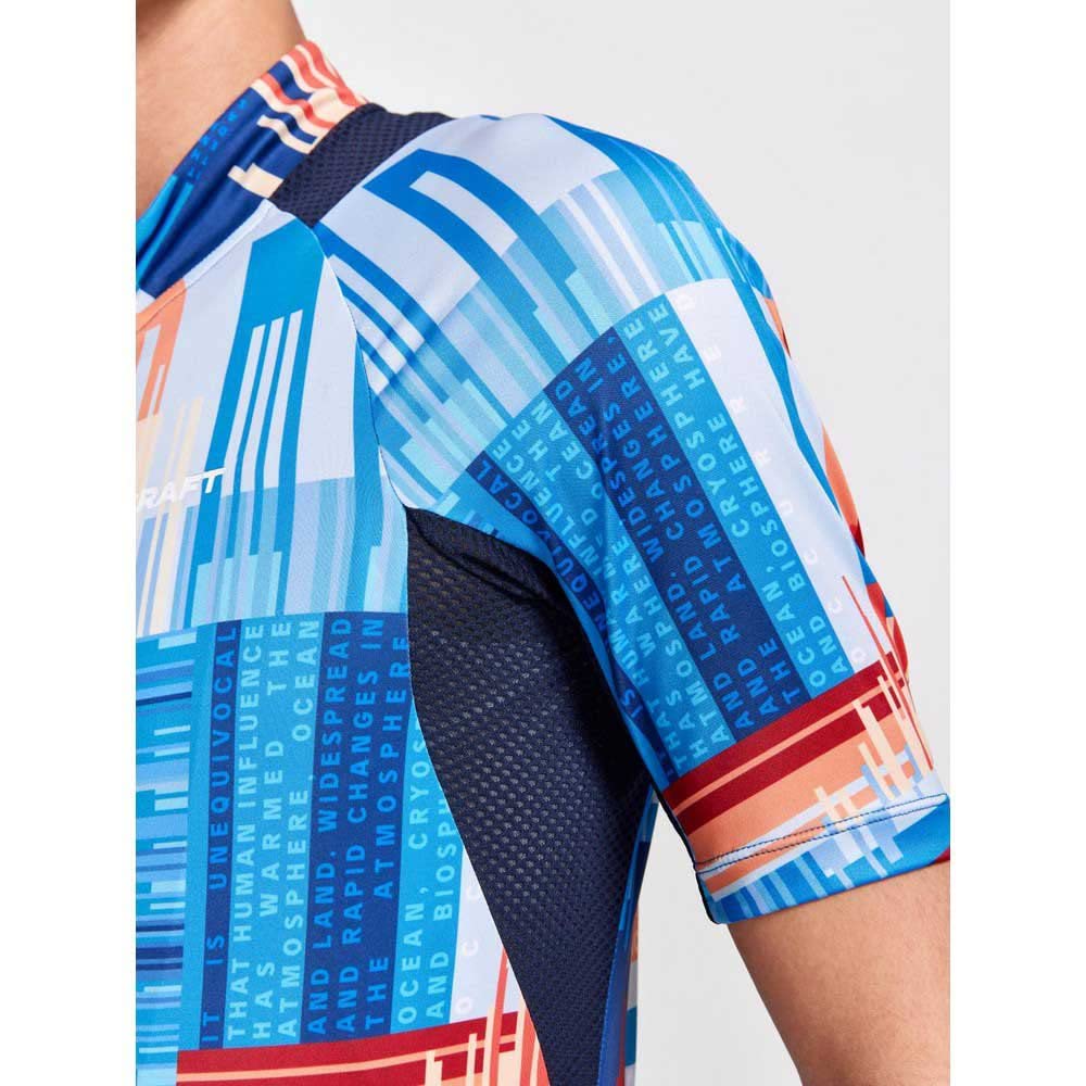 Craft Odzież sportowa męska ADV Endur Graphic koszulka kolarska z krótkim rękawem, koszulka rowerowa z 4 tylnymi kieszeniami