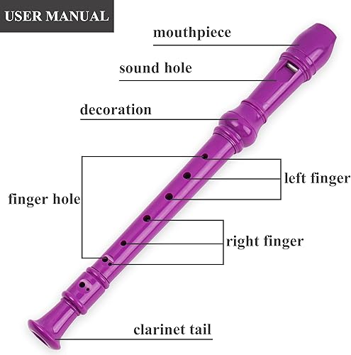 Miniatura 135 de Flauta para principiantes, niños y adultos, 8 agujeros, soprano, con varilla de limpieza y funda de cuero para estudiantes, entretenimiento en casa