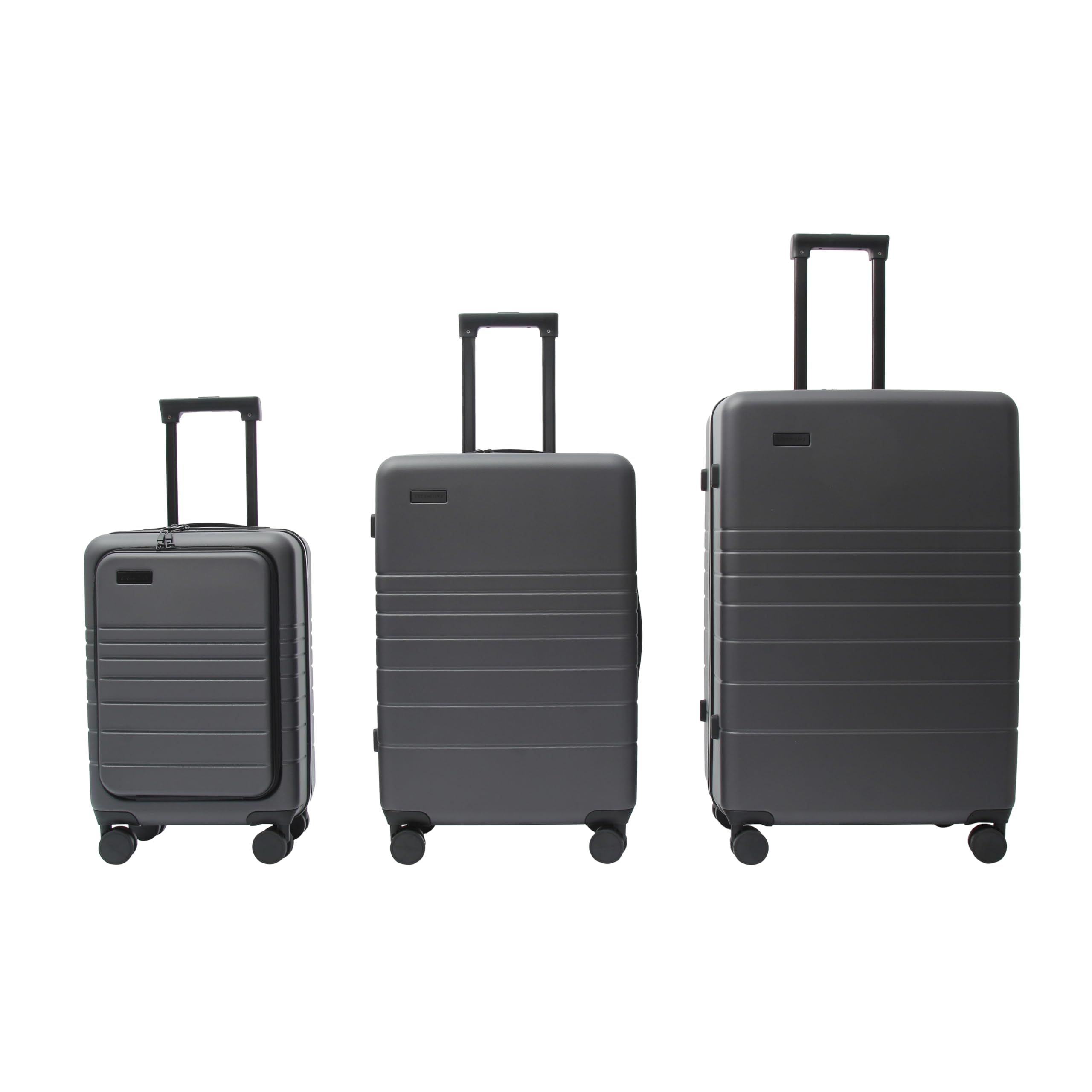 Kofferset 3-teilig Grau 195L – Eternitive E2 Plus | Laptoptasche 38L + Mittel 60L + XL 97L | TSA-Schloss
