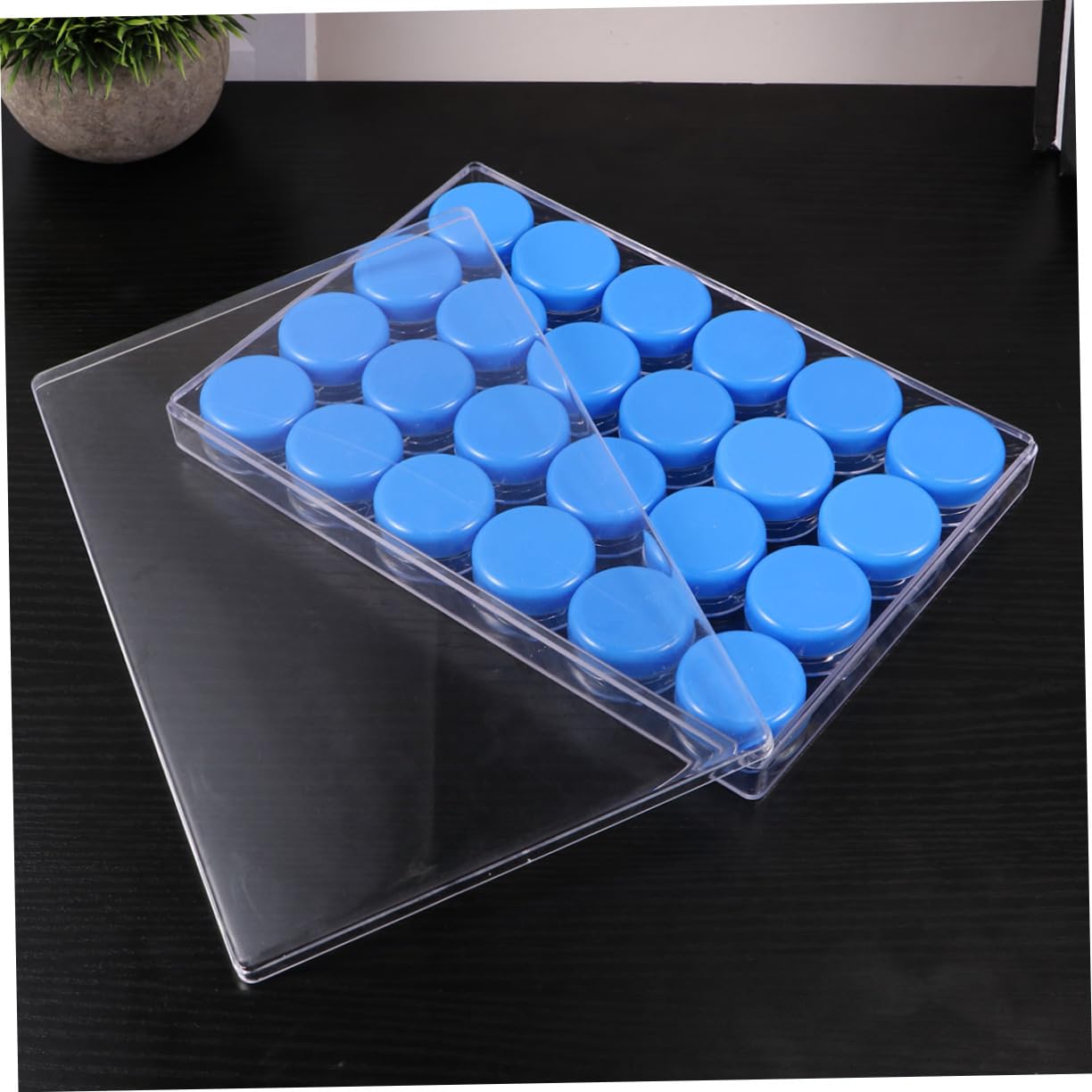 WOONEKY Set de Flacons de Voyage Bleu en Pp Lot de 25 10g Séparés, Légers et Portables, avec Boîte de Rangement, pour Gels et Liquides