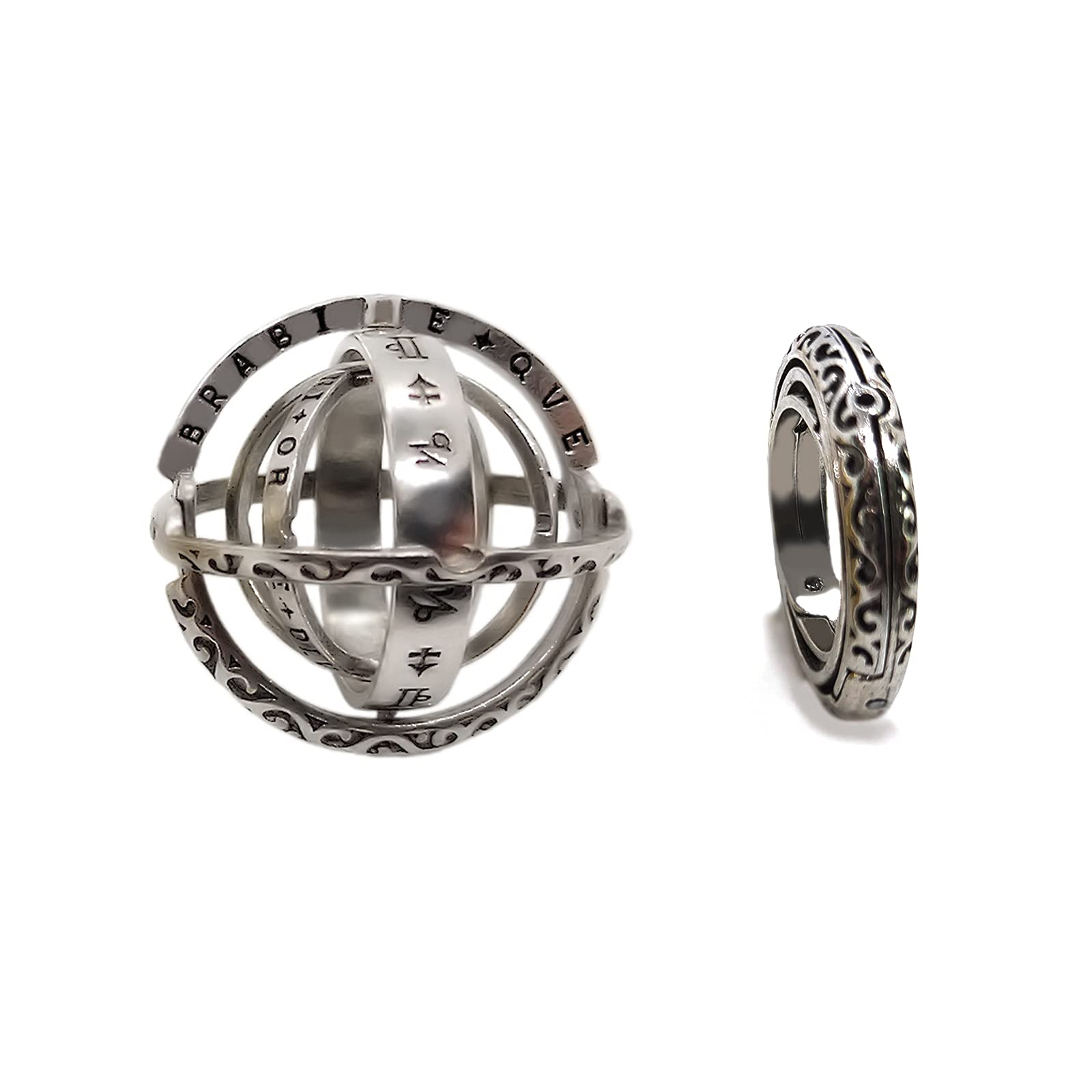 FORUBUSAstronomical Sphere Spinner Ring, Astronomy Ball Cosmic Finger Ring for Astronomer Fans Student Museum Memorial Souvenir