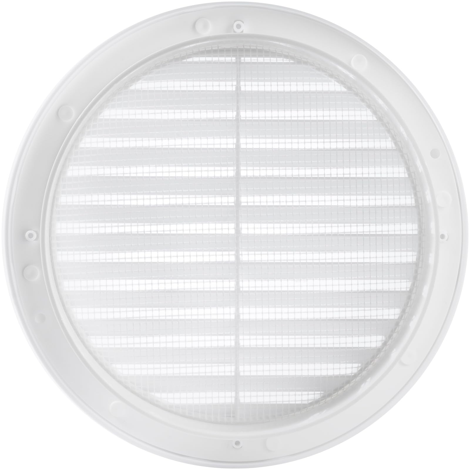 Rejilla De Ventilación Redonda Blanca 6 Pulgadas Con Malla Insectos. (conducto 6Ø / 7Ø). Aplicaciones Ventilación. Cubierta Interior Y Exterior. Disponible En 3 Tamaños