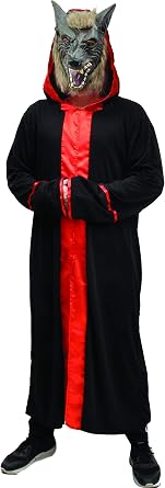 Ciao 62205 Setta del Diavolo Horror Wolf costume adulto Taglia unica con maschera in vinile, Nero,rosso