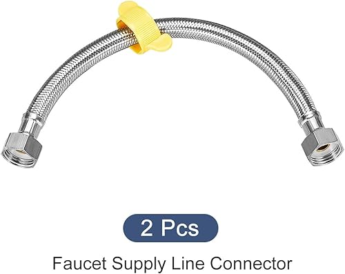 Miniatura 5 de METALLIXITY Conector de línea de suministro de grifo (300mm12") 2 piezas, acero inoxidable 304 G12 hembra a G12 hembra conector de manguera de