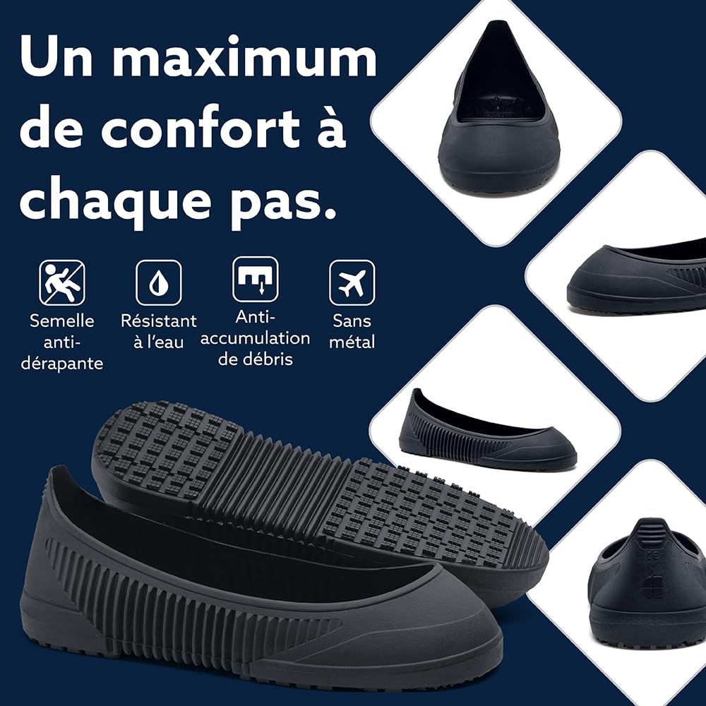 Shoes for Crews Couvre-Chaussures – Semelle antidérapante, Housse de Protection en Caoutchouc imperméable pour Travail, SB Sécurité, Cuisine, Bistro, Commerce de détail – Crewguard Stretch