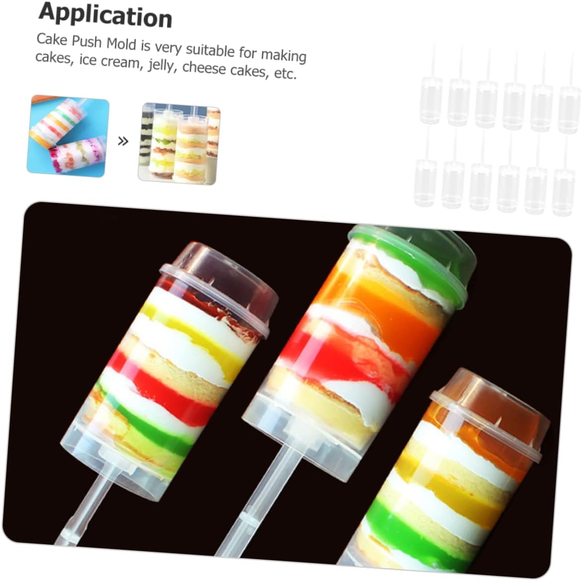 30pcs Cake Pusher Cake Mold Push-up Cupcake Pops Push Pops Bulk Cake Push Cylinder Cake Push Pops Containers Pushup Container for Food Push-up Containers Pp Leakproof Strawberry