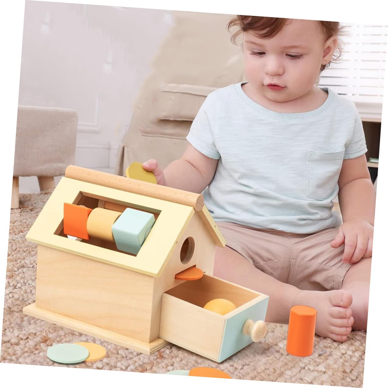 Abaodam Juguete Educativo de Madera para Lanzar Bolas y Monedas, 1 Juego | Aprendizaje y Educación, para Bebés y Niños, Entrenamiento de Coordinación Ojo-mano y Concentración