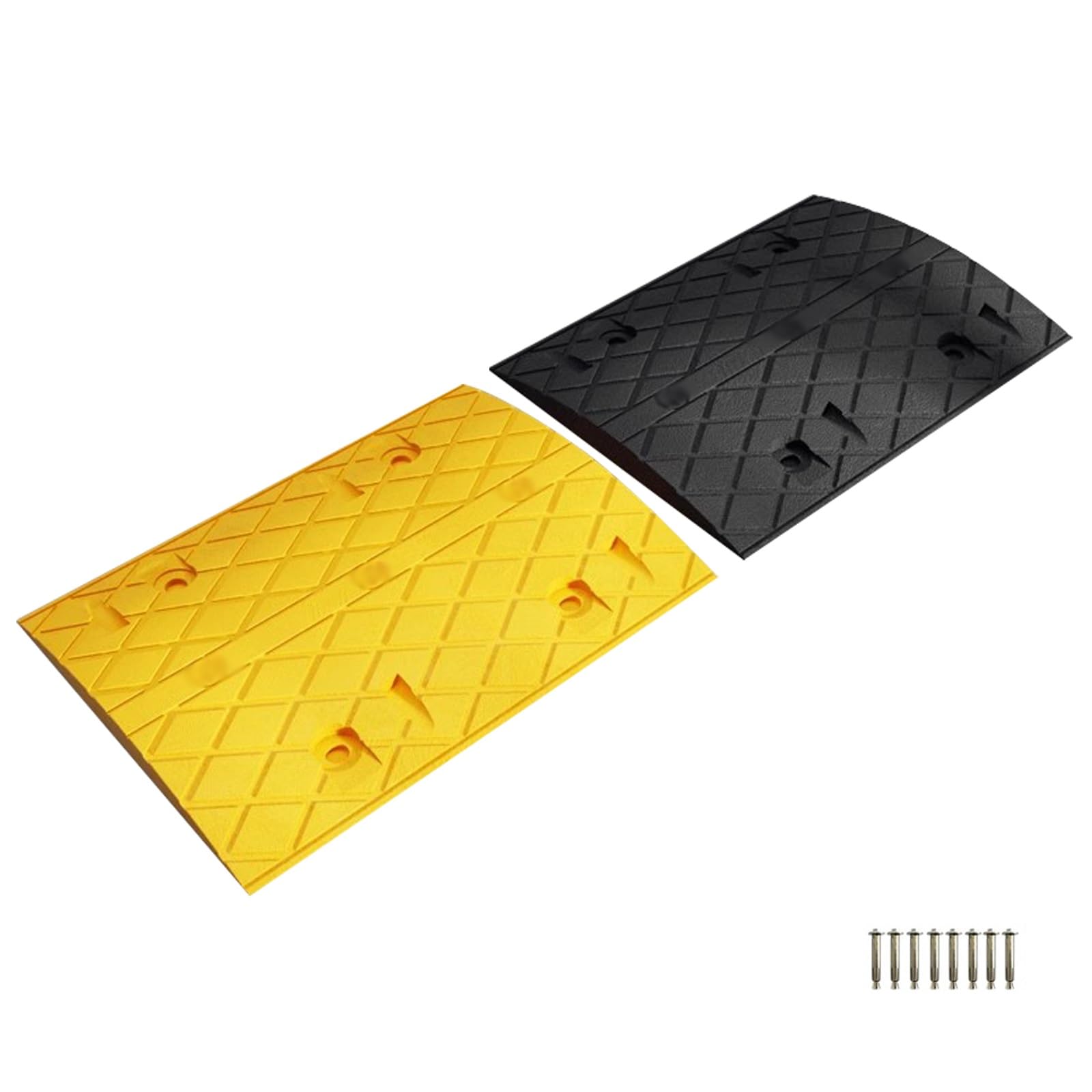 HTTGDGDH Modular Speed Bump, Speed Bumps For Driveway, Vehicle Ramp, Yellow And Black Module Splicing, Rubber And Plastic Material, Parking Lot Dedicated,