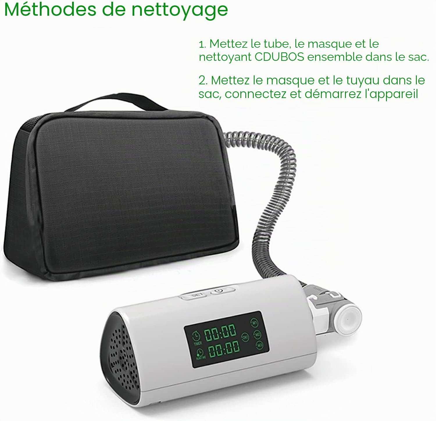 Nettoyeur Et Désinfectant CPAP Professionnel, Ventilateur À Ozone Rechargeable À 3 Modes, Stérilisateur, Machine De Nettoyage CPAP, For Machine CPAP, Tube À Air, Masque, Facile À Transporter