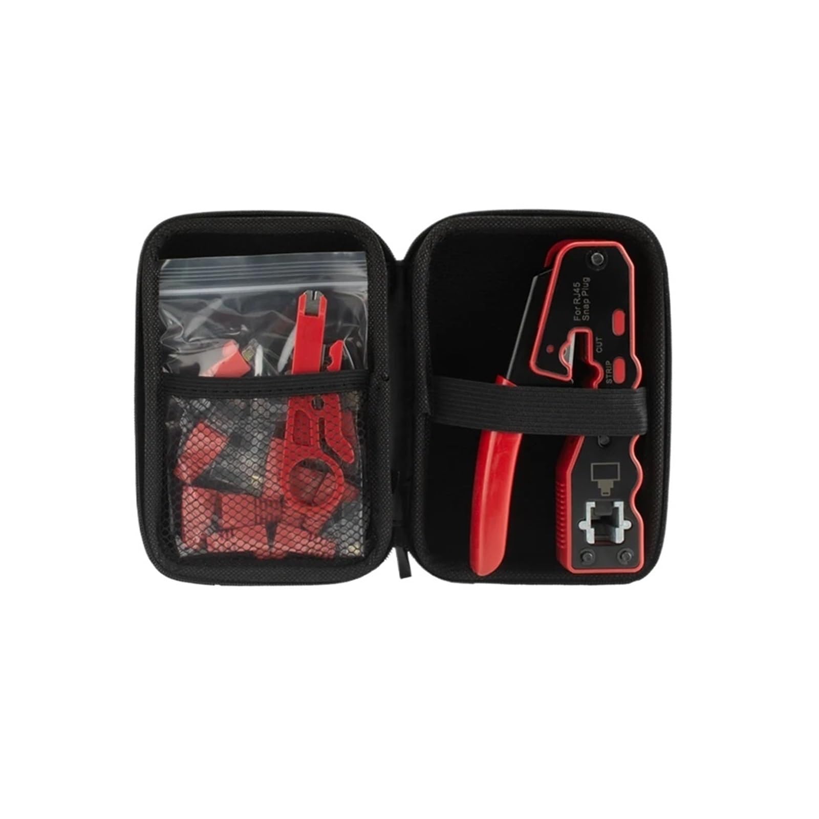 Kit de herramientas de red de paso Cat6, alicates de prensado RJ45, pelacables, conectores Cat6 de una sola, botas 8P, funda EVA