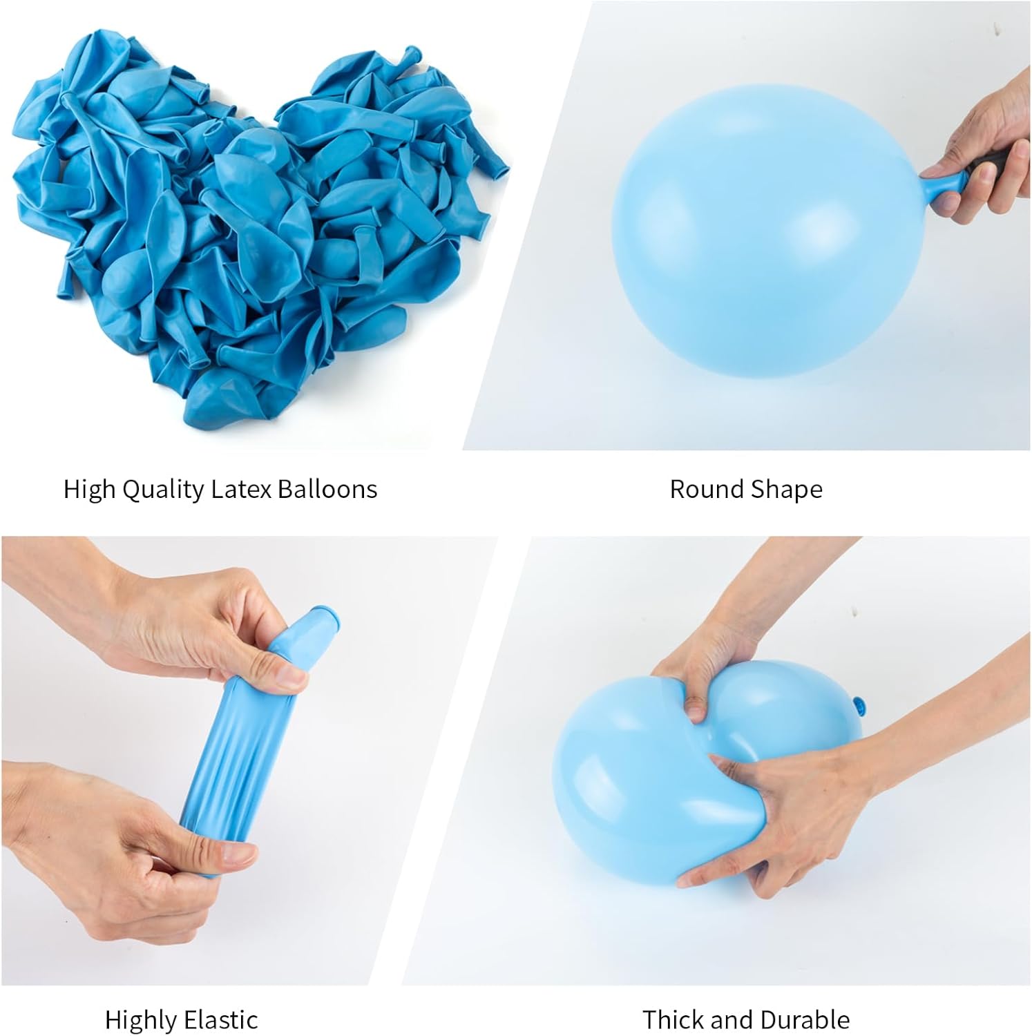 130pcs Light Blue Balloons Garlands Kit, 18 12 10 5 Different Sizes Pack Blue Latex Balloon Arch for Birthday Baby Shower Wedding Gender Reveal Party Decorations(With 2 Ribbons)