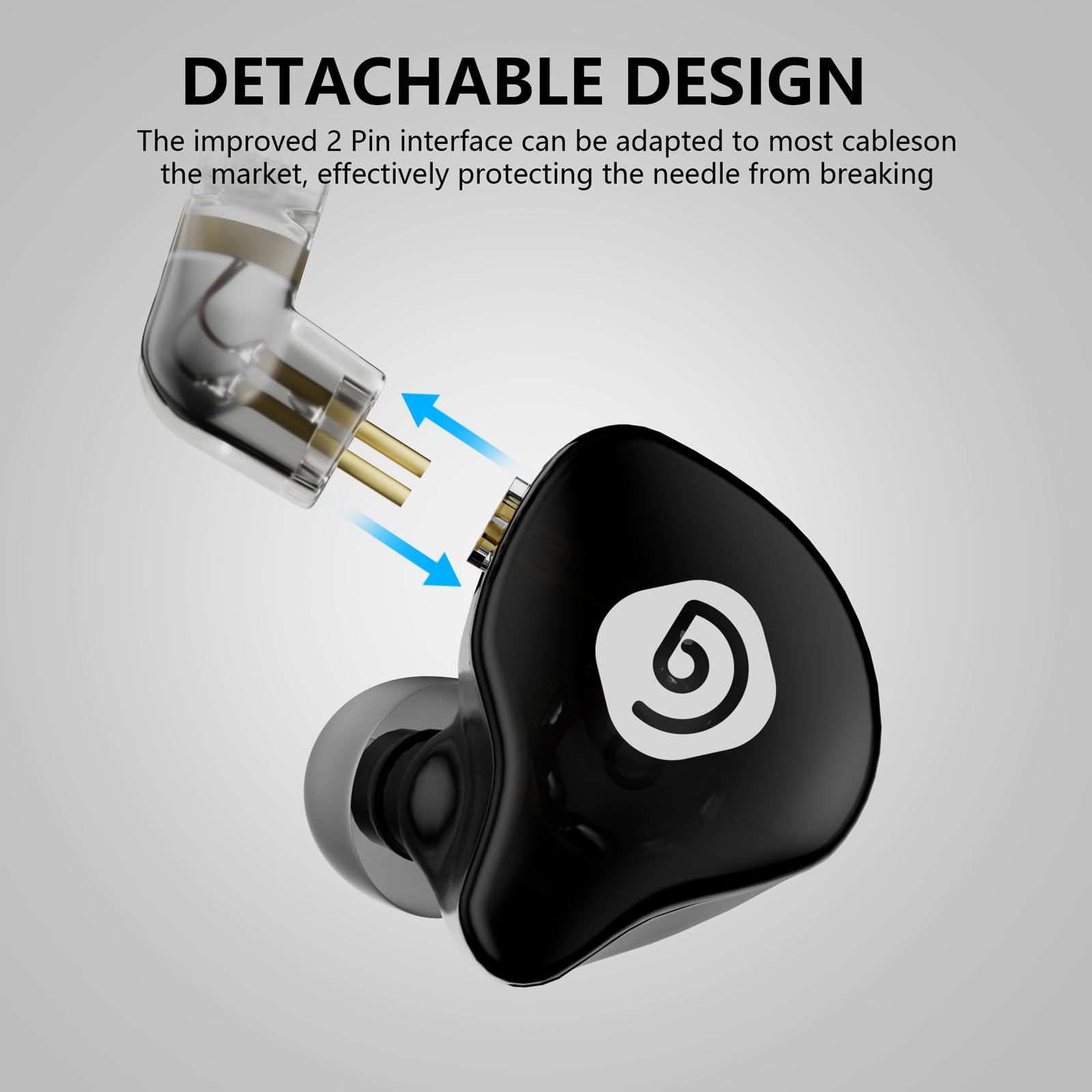 D Debra IE-210 Cuffie con Filo In Ear Monitor Professionali - Auricolari con Filo IEM per Musicisti, 2 Pin Rimovibile, Basso Distorsione, Hi-Fi per Palco Studio (Nero)