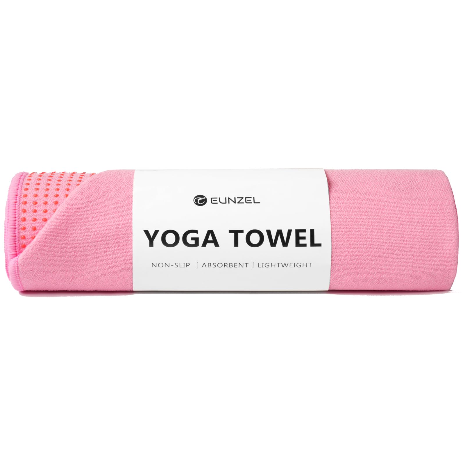 Eunzel Yoga Towel,Hot Yoga Mat Towel with Grip Dots Sweat Absorbent Non-Slip for Hot Yoga, Pilates and Workout 24" x72", Pink