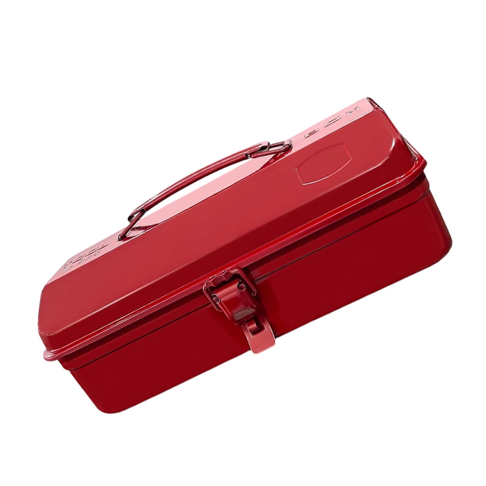 Cazstyk Red Large Capacity Iron Tool Box Organizers Case With Secure Handle For Transport And Storage Of Container Iron Storage Box Professional Technician Tools Carrying Case Workshop Garage