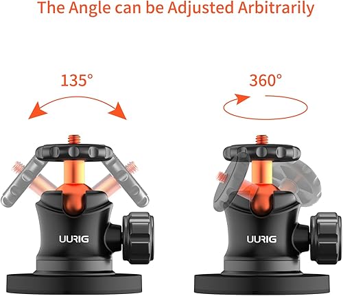 Miniatura 3 de UURIG BH07 - Soporte magnético para cámara con cabezal de bola de 360, soporte de base de montaje magnético con rosca de 14 a 20 para GoPro,