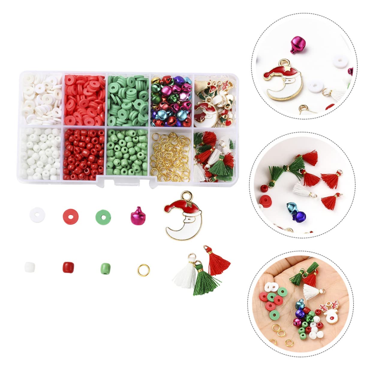 Housoutil 5 Ensembles Kit Perles DIY pour Bijoux de Noël avec Boîte de Rangement Perles Multiformes pour Colliers Bracelets et Boucles Doreilles Accessoires Créatifs et Élégants pour