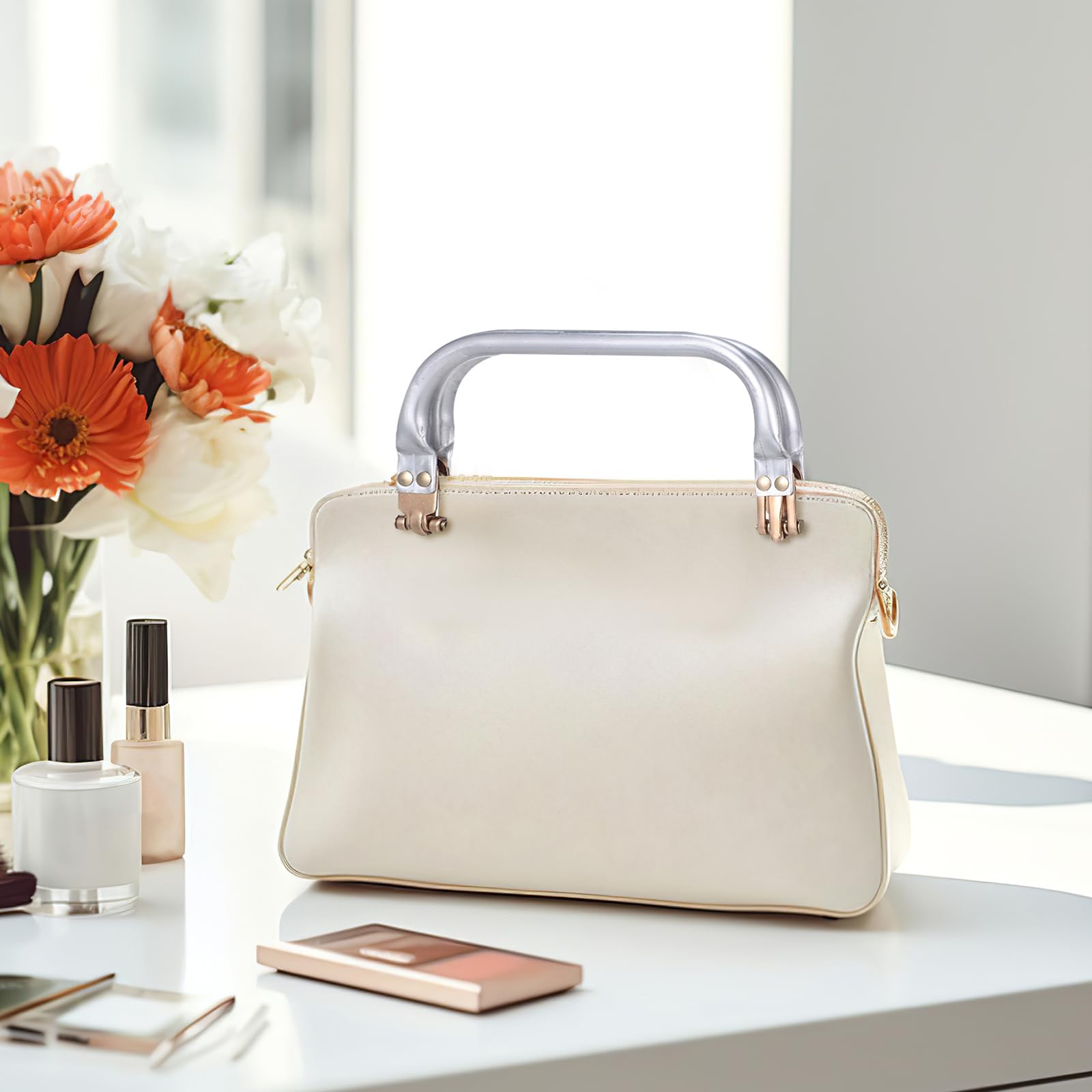 VILLCASE Metal Clutch Frame, Aluminium Purse Frame, 6 Bag Handle Lock Clasp Bag Frame Hardware Replacements, Bag Handle Inner Clasp Lock for Purse Bag Making DIY Craft