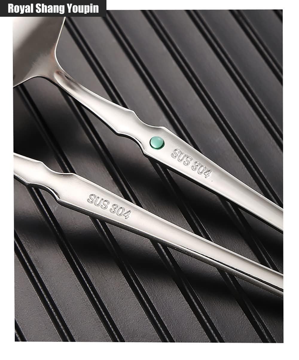 Creativo Vita Piccola Modello Laser Cucina in Acciaio Inox Posate Da Tavola Posate Set Di Posate Coltello Da Bistecca Forchetta Cucchiaio Cucchiaino (Oro argento,16 pezzi)