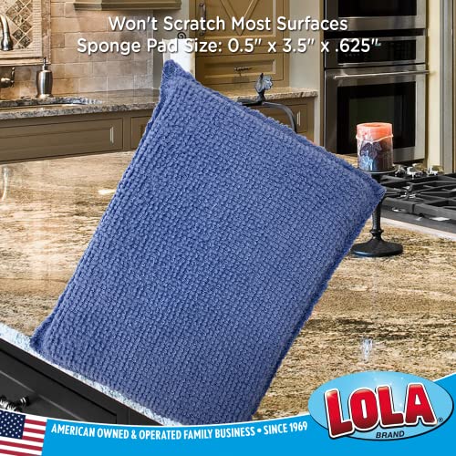 Image of LOLA Microfiber Terry & Nylon Net Sponge Scrubber Pad, Non Scratch 2-Way Cleaning, Gently Scrubs & Wipes Clean, 1 Count