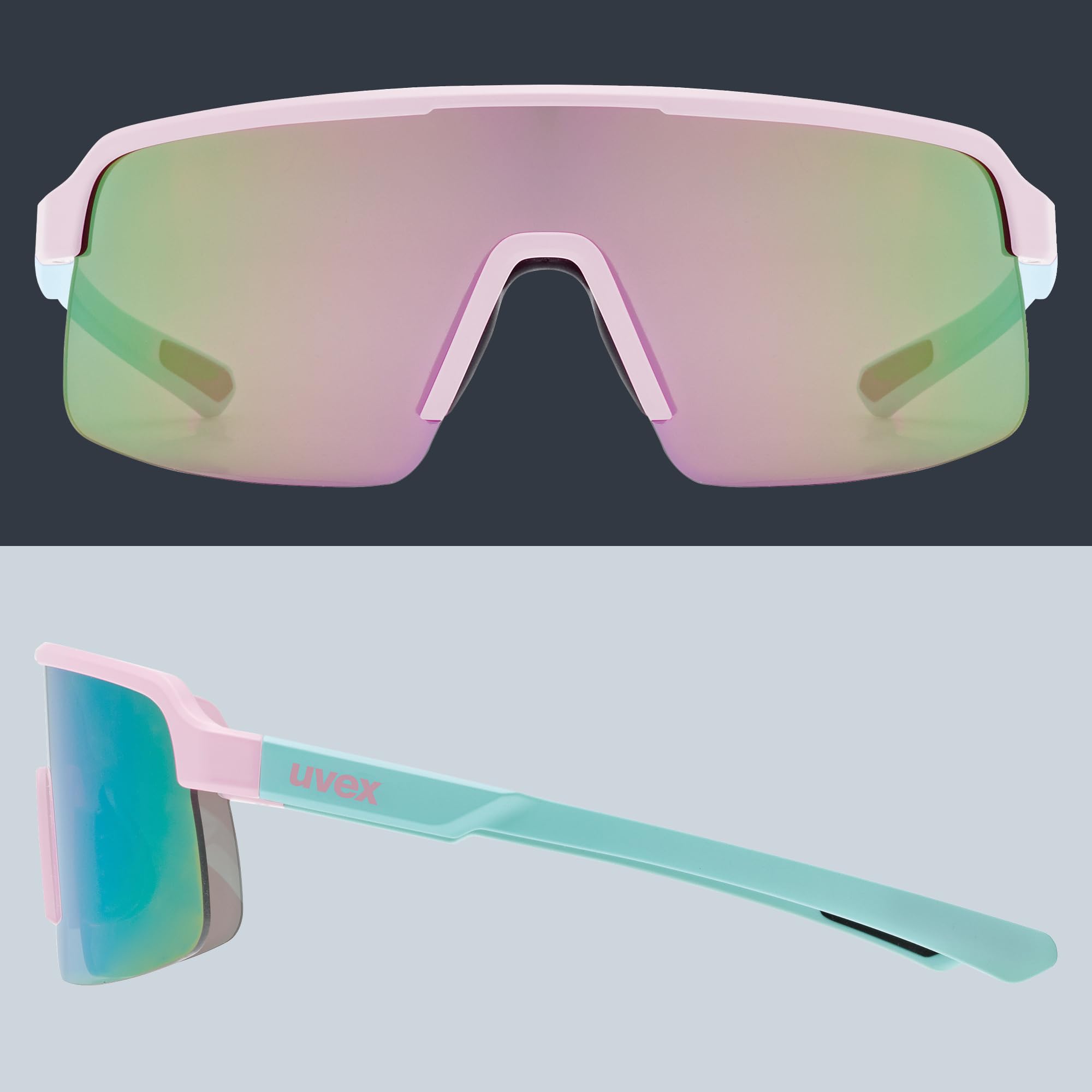 Uvex dyrt jr. - leichte, stylische Sportbrille mit verspiegelter Scheibe und Soft-Nasenpads und Soft-Bügeln für Kinder