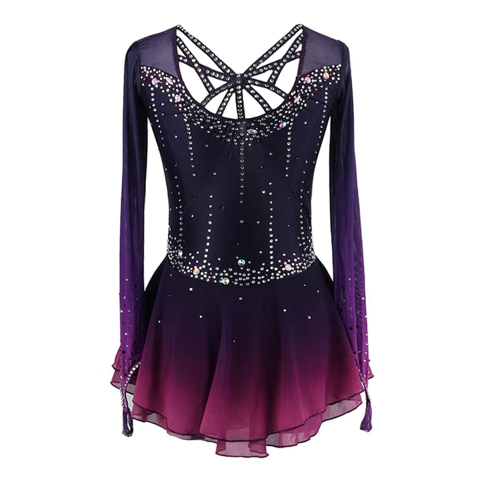 Robe De Patinage Artistique for Femmes Et Filles, Élégante Combinaison De Danse Extensible for Compétition De Patinage